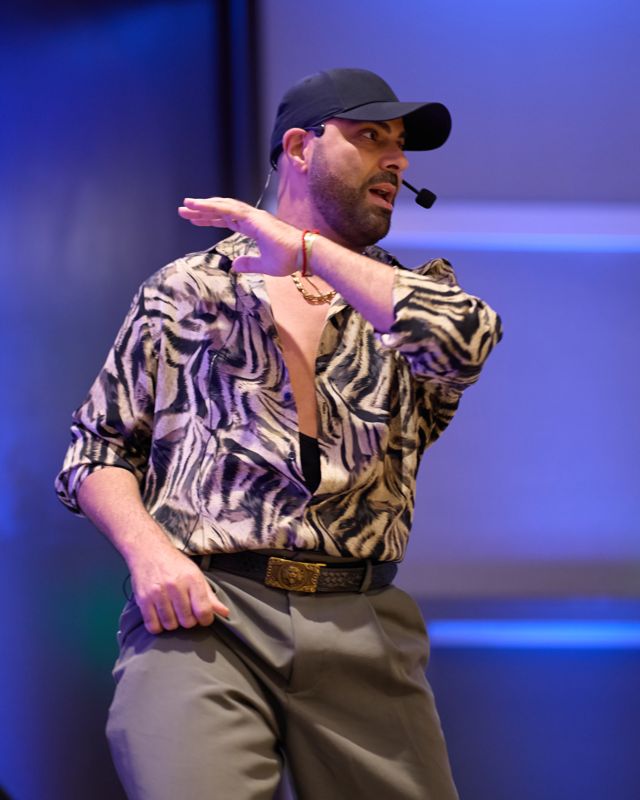 Instructor on stage